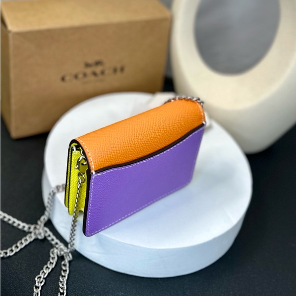 NEW! Coach Colorblock Leather Mini Wallet On a Chain - Picture 8 of 17